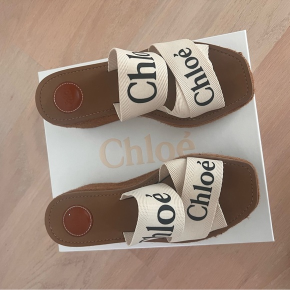 Chloe Woody Wedge Logo Sandal 39 / 9 - Picture 5 of 8